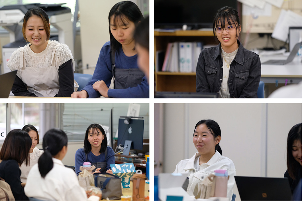 インタビューに答える学生の様子